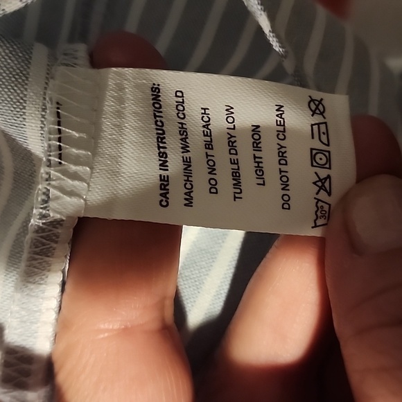 Stripped gray and blue mini dress sleeveless v-neck line size L PTP 20 in. L 37 - Picture 7 of 8